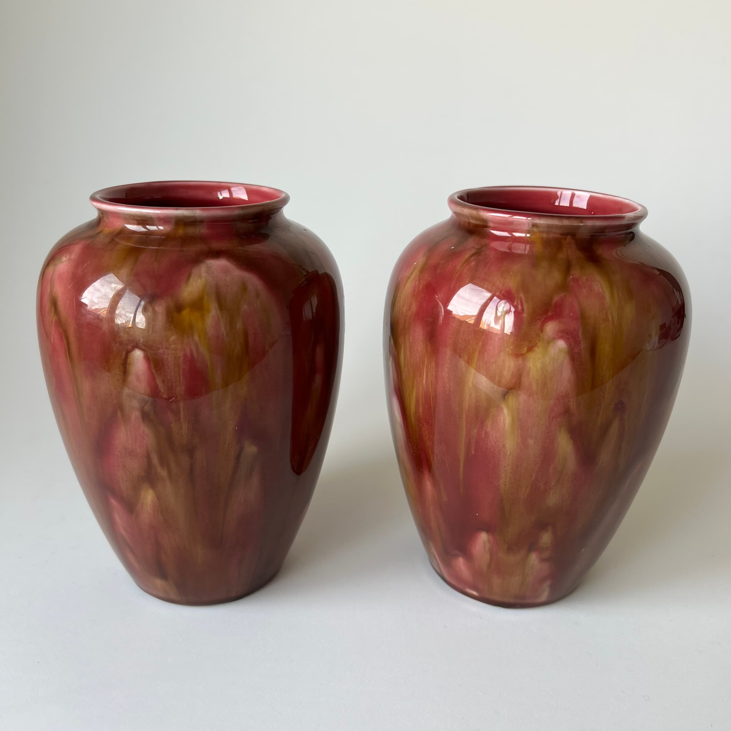 Antique Art Nouveau Drip Glaze Vases by Wardle & Co, Set of 2