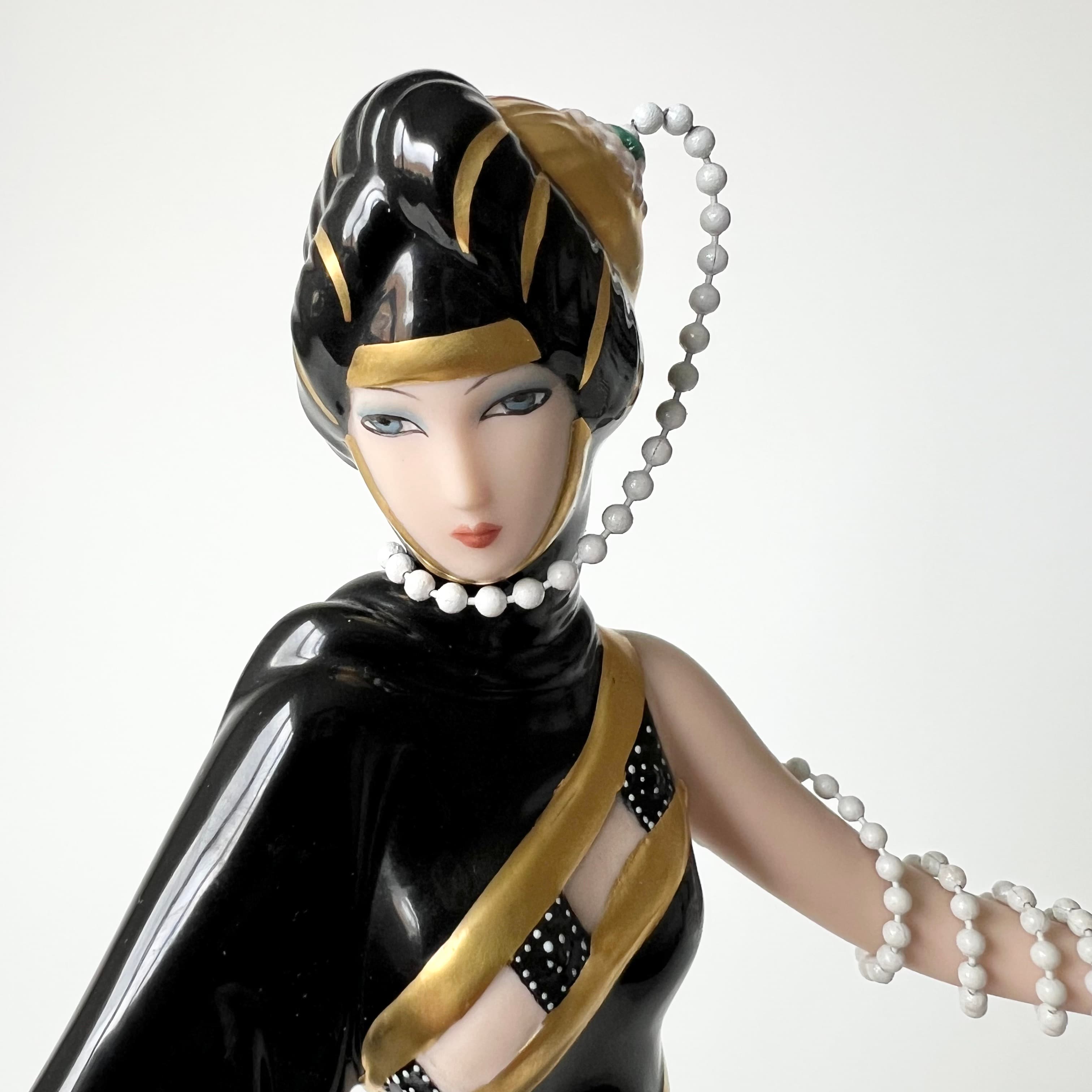 Art Deco Style Porcelain Figurine "Pearls and Emeralds" detail 5