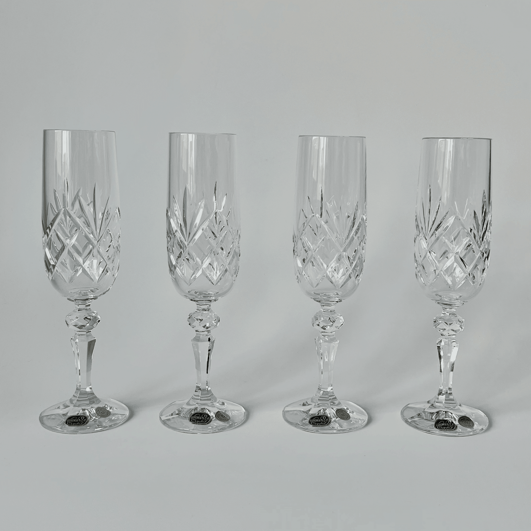 Vintage Bohemia Crystal Champagne Flutes detail 2