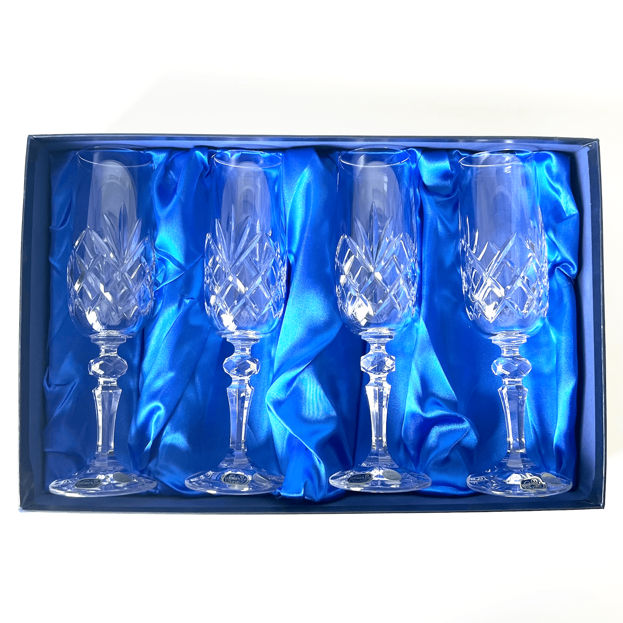 Vintage Bohemia Crystal Champagne Flutes detail 5