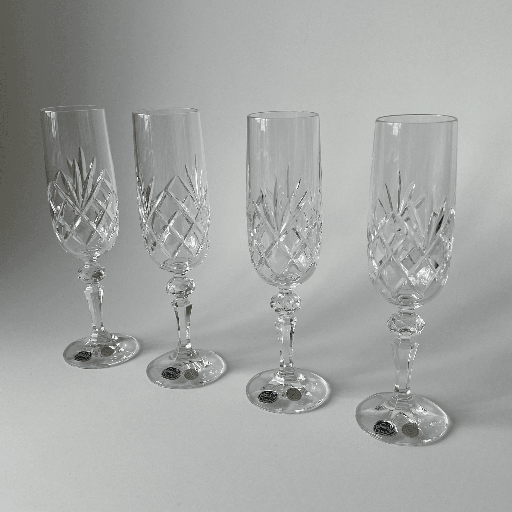 Vintage Bohemia Crystal Champagne Flutes detail 6