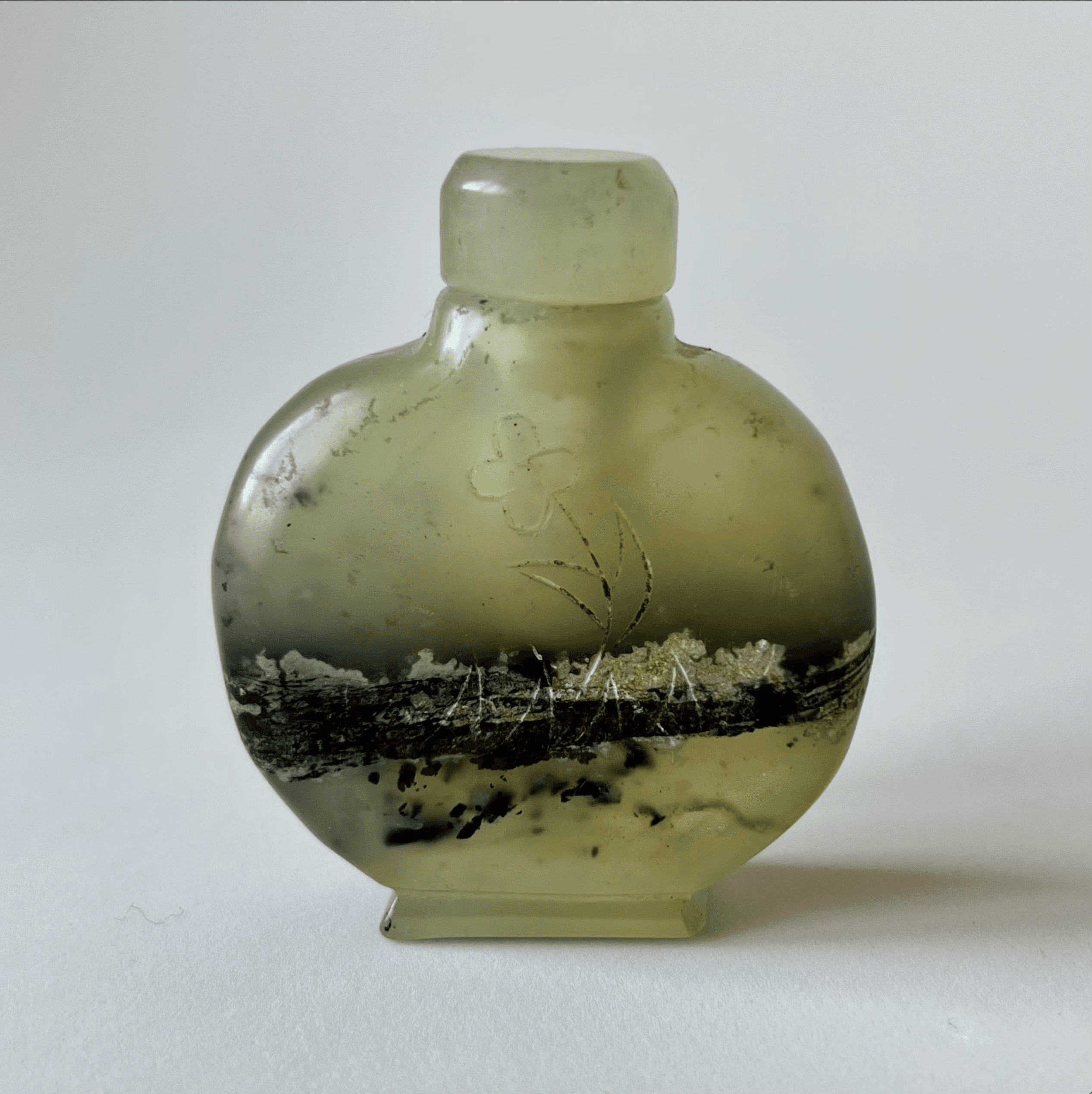 Vintage Carved Hardstone Snuff Bottle