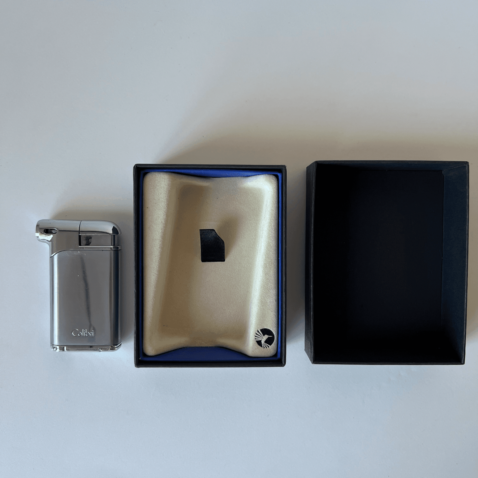 Vintage Chrome Colibri Butane Lighter with Original Box detail 2