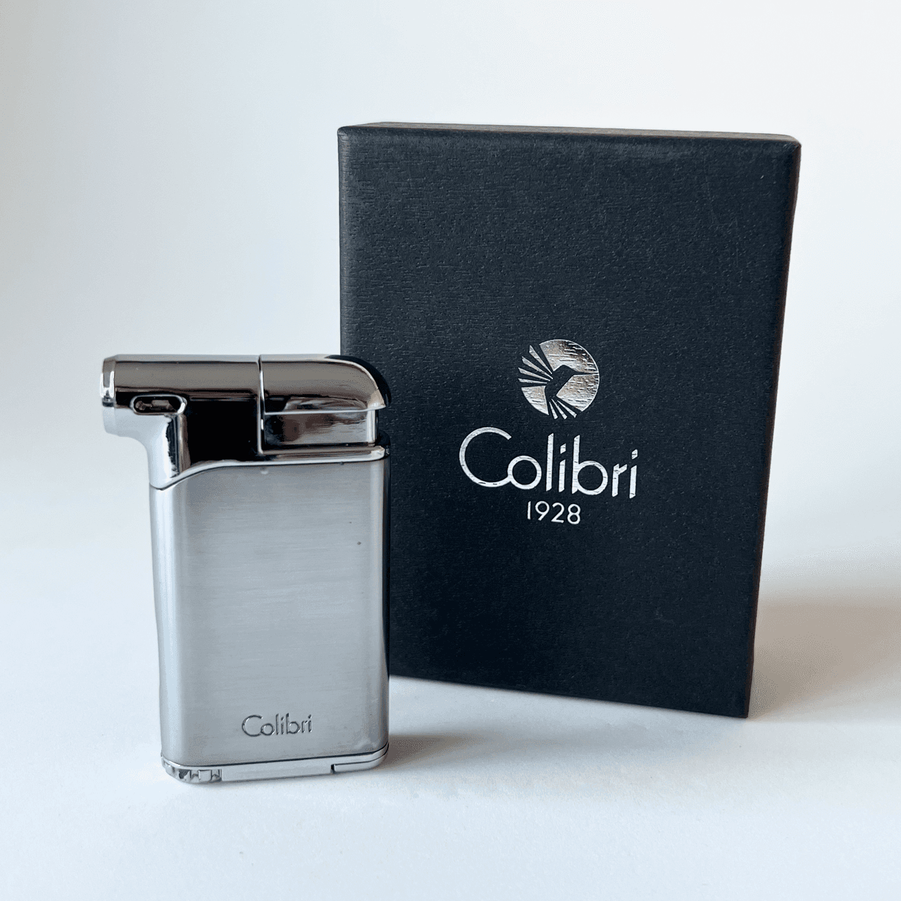 Vintage Chrome Colibri Butane Lighter with Original Box