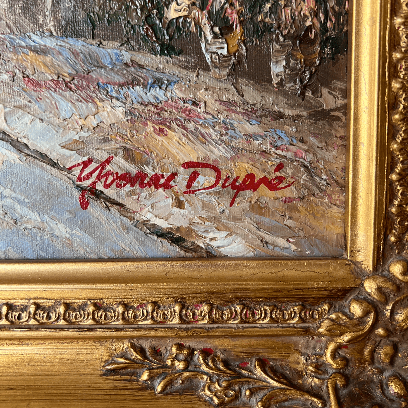 Mid-Century Parisian Street Scene, Inscribed Yvonne Dupré detail 1