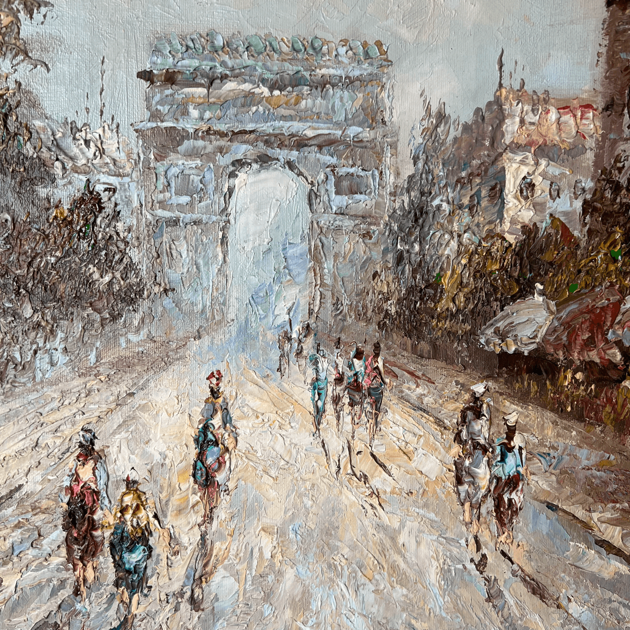 Mid-Century Parisian Street Scene, Inscribed Yvonne Dupré detail 2