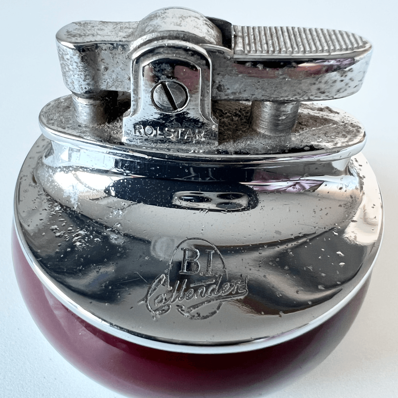 Vintage Rolstar Table Lighter with B.I. Callenders Inscription detail 6