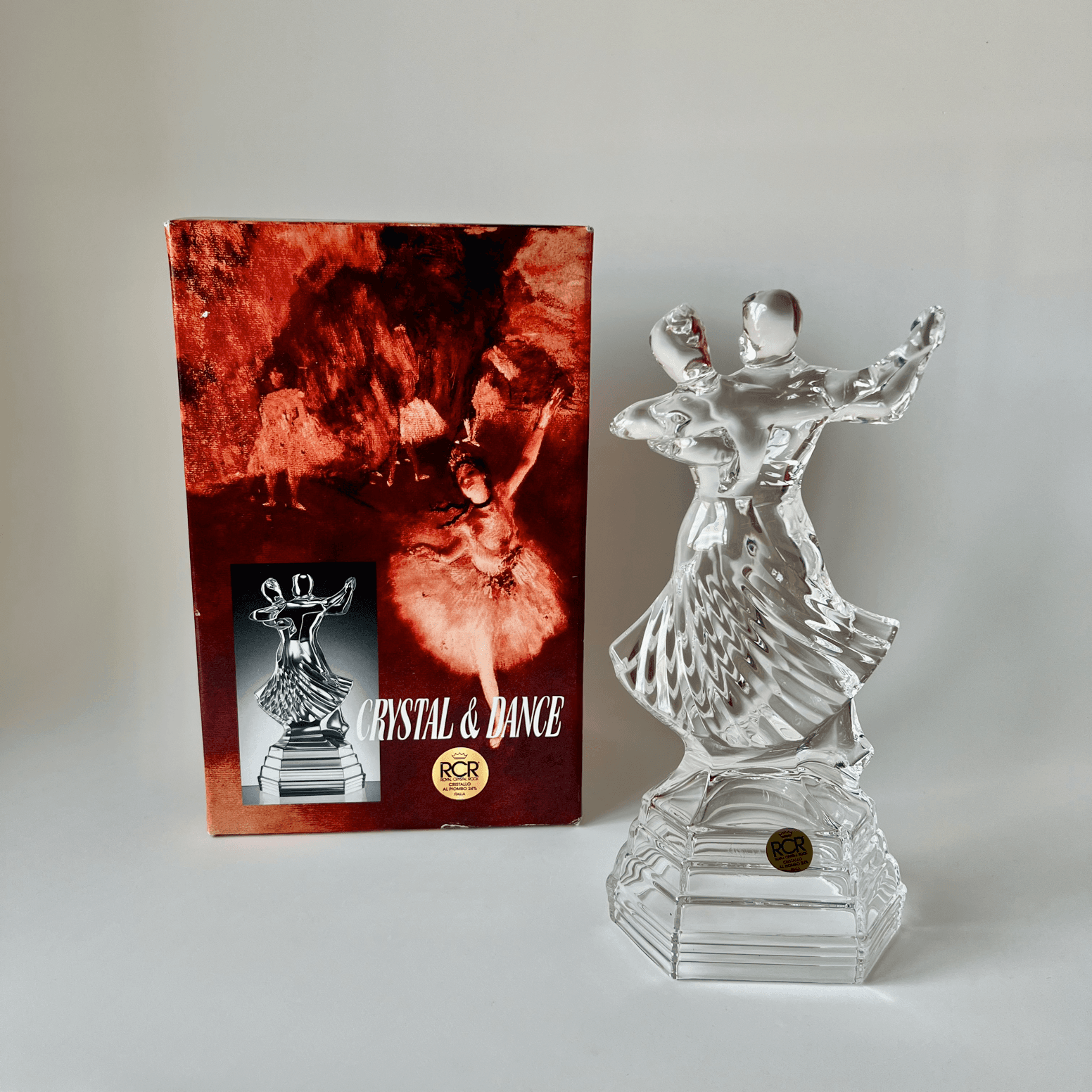 Vintage Italian Lead Crystal Ballroom Dancers Sculpture detail 7