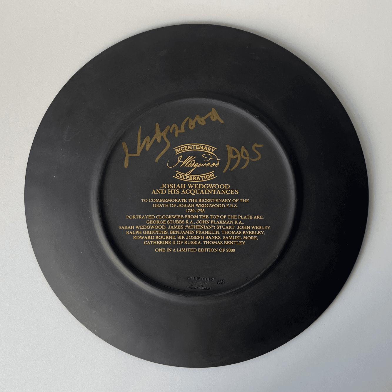 Commemorative Bicentenary Jasperware Plate, Josiah Wedgwood detail 3