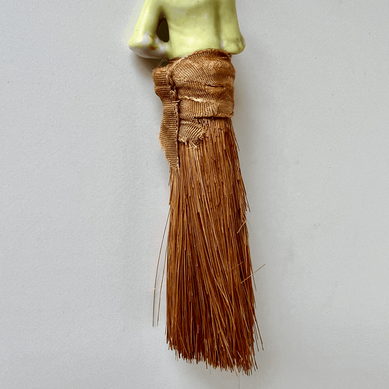Vintage Figural Whisk Broom with Glazed Ceramic Half-Doll detail 7
