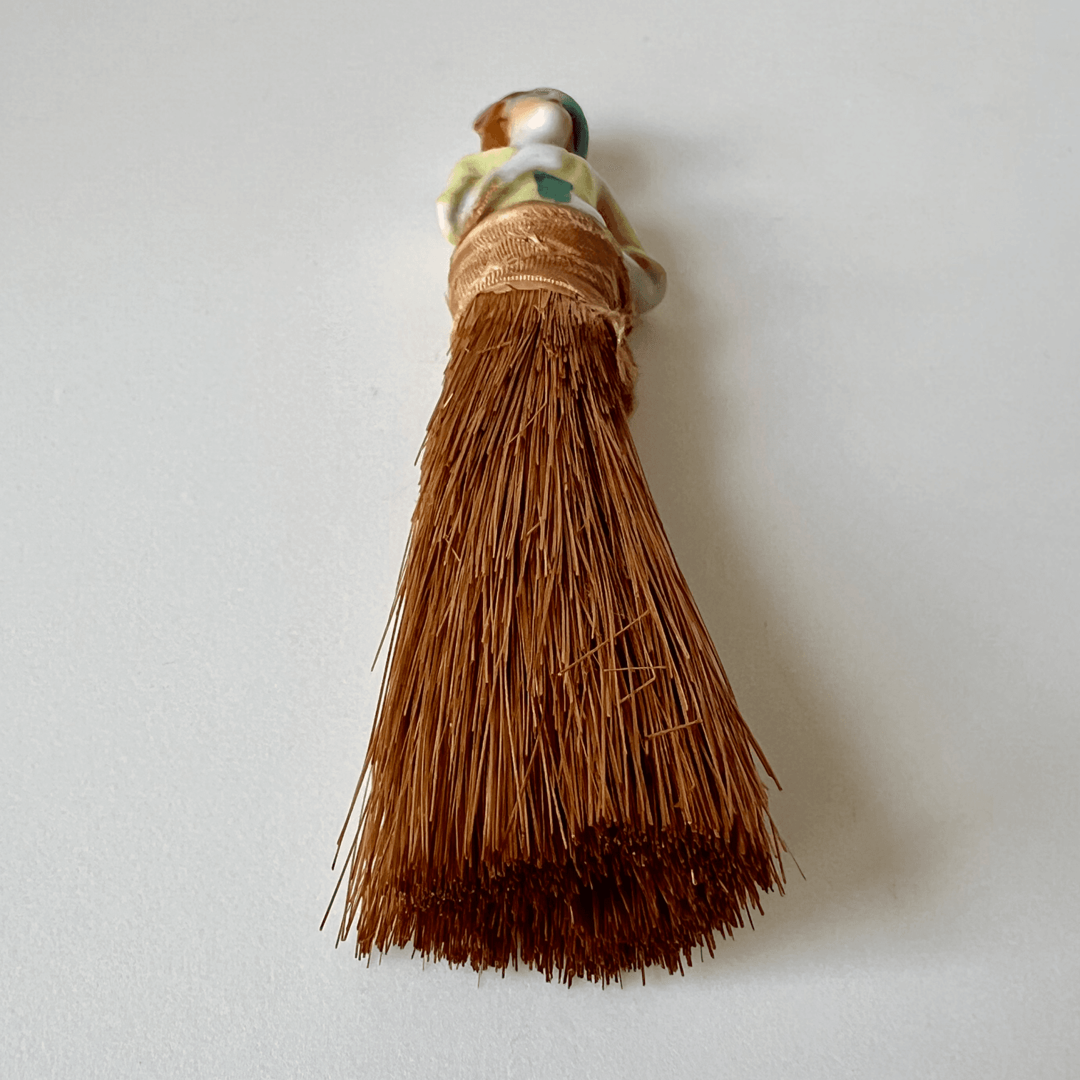 Vintage Figural Whisk Broom with Glazed Ceramic Half-Doll detail 10