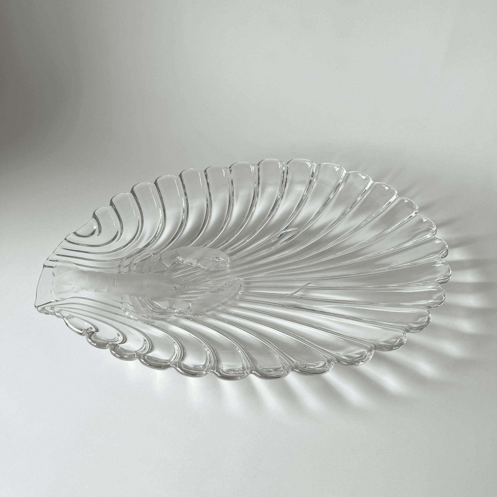 Vintage Shell & Frosted Lobster Glass Platter in the Style of Walther-Glas detail 1