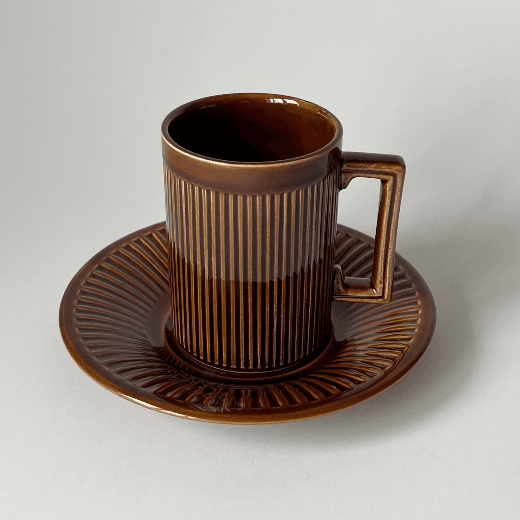 Vintage Tiko Brown Ceramic Coffee Set detail 1