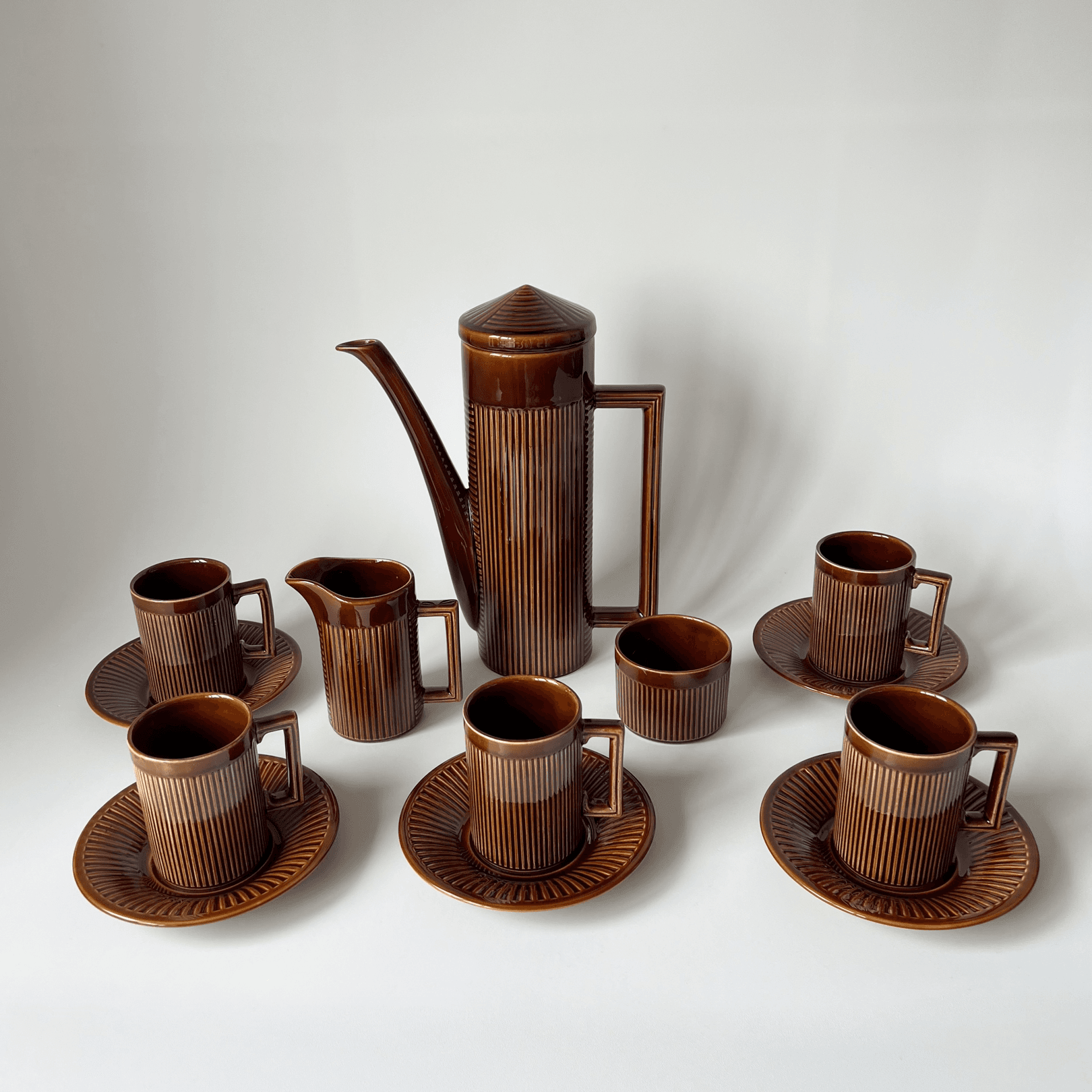 Vintage Tiko Brown Ceramic Coffee Set